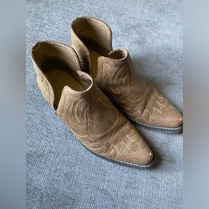 Roper Western ANKLE Boots Womens Size  7.5 Ava Stitching Tan